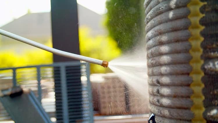 Air Conditioner Coil Cleaning with Hose